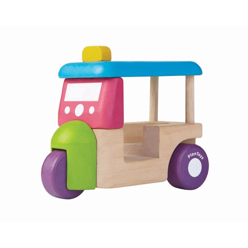 PlanToys ของเล่นไม้ 5443 Tuk Tuk รถตุ๊กตุ๊ก เสริมพัฒนาการ สำหรับเด็กอายุ 12 เดือน ขึ้นไป