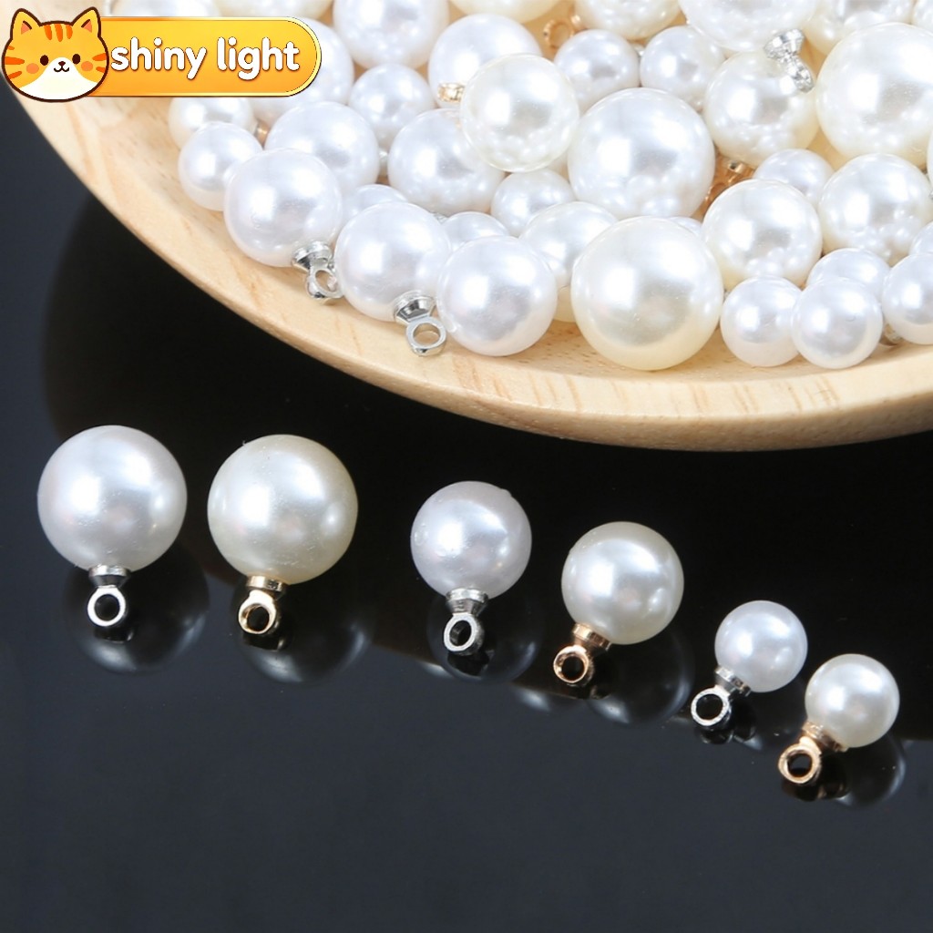 จี้ลูกปัดไข่มุกเทียม ABS 6-10 มม. 10 ชิ้น/แพ็ค อุปกรณ์ DIY ทำสร้อยคอ เครื่องประดับ สร้อยข้อมือ
