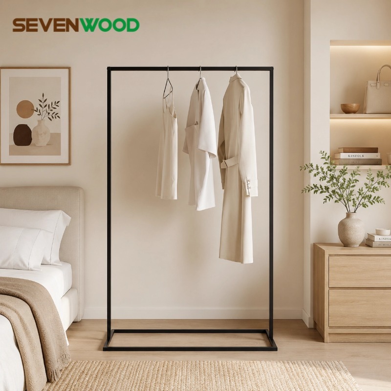 SEVENWOOD ราวตากผ้า ราว ตู้เสื้อผ้า ชั้นวางเสื้อโค้ทห้องนอน ตู้เสื้อผ้าอเนกประสงค์ ราวแขวนเสื้อ ความจุขนาดใหญ่ประกอบง่าย