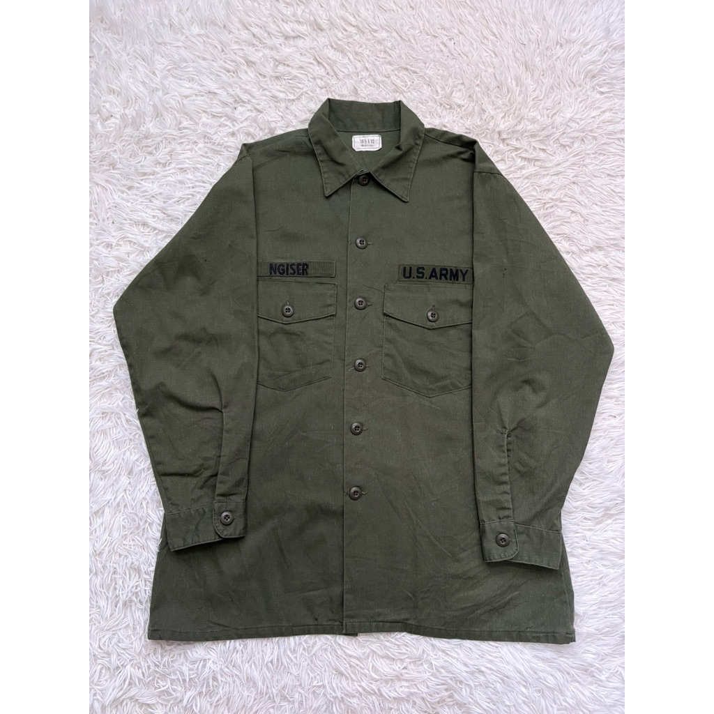 เสื้อทหารแขนยาว USA OG507 ปี 1984 รอบอก48”ยาว30”ไหล่18”แขน23” มือสองของแท้ สวยตามภาพ