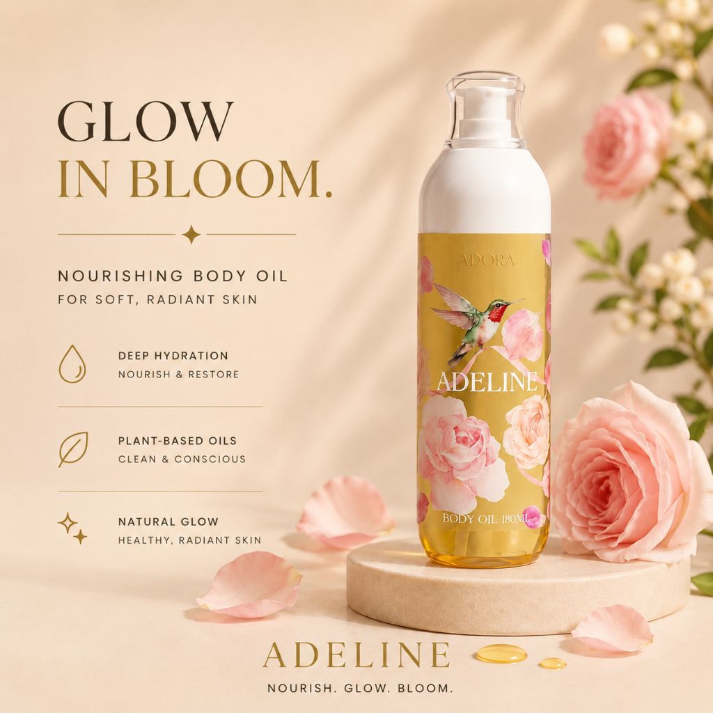 Adora Body Oil บอดี้ออยล์ ออยล์ย้อนวัย ผิวหอมจนสามีทัก น้ำมันบำรุงผิว ออยน้ำหอม กลิ่น อดีลีน Adeline