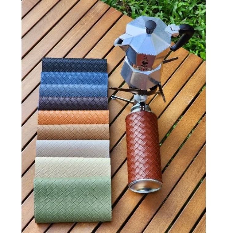 (พร้อมส่ง)ปลอกหุ้มแก๊สกระป๋อง *เปลี่ยนชุด Mokapot กระป๋องธรรมดาให้ดูดี* มีทั้งแบบเวลโค่เทปและแบบสวม (รับผลิตคะ)