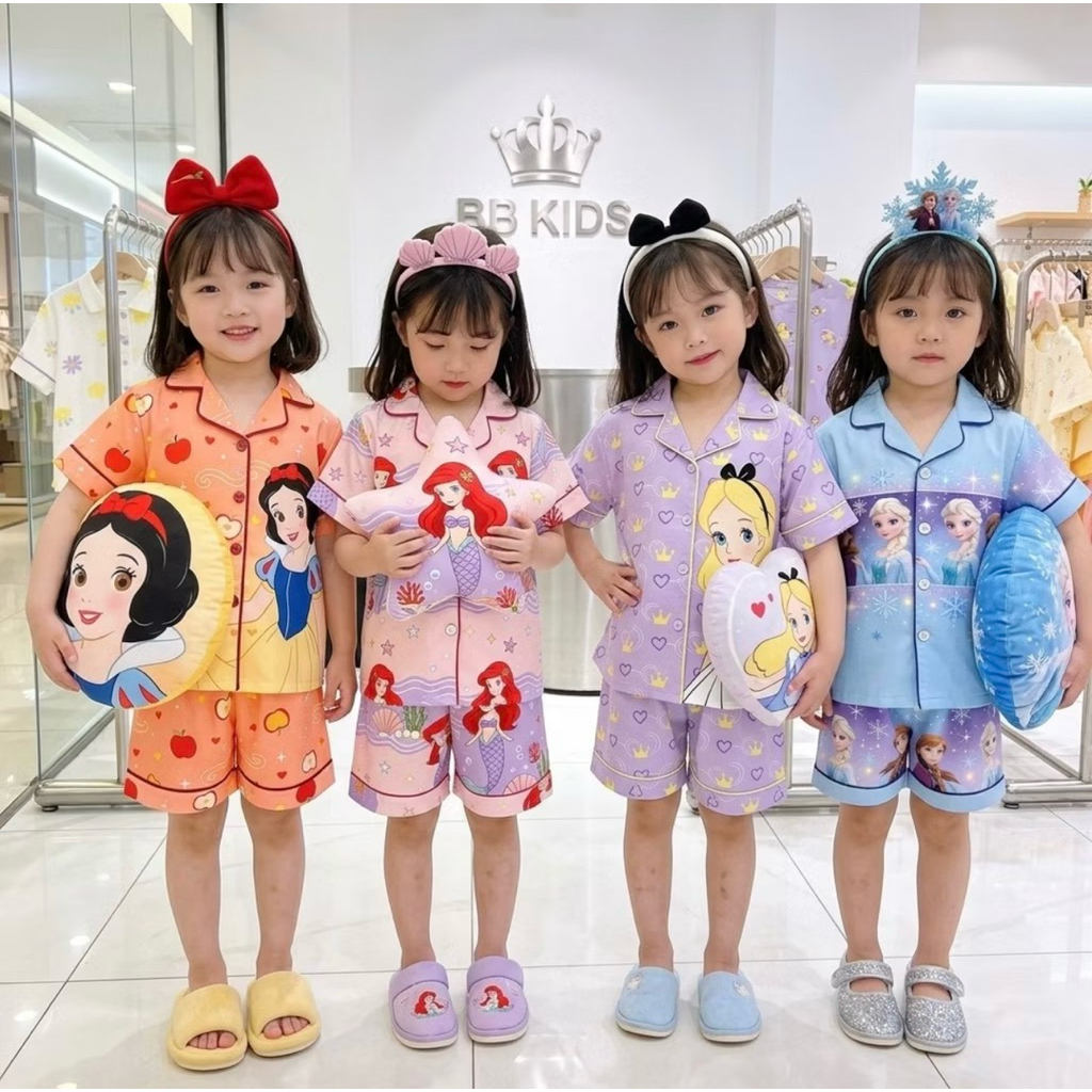 ชุดนอนเด็กลายเจ้าหญิง แขนสั้นขาสั้น BB kids