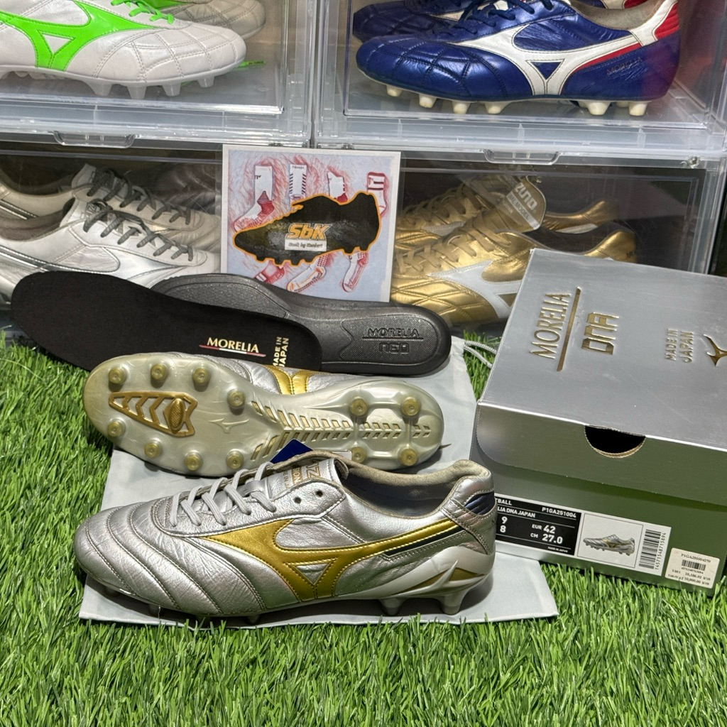 มือสอง รองเท้าฟุตบอล Mizuno Morelia DNA สีเงิน Platinum Silver(P1GA251004) Made in Japan🇯🇵 ของแท้