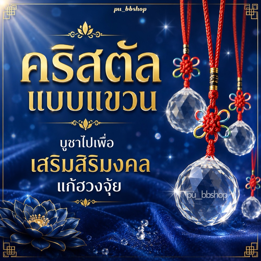 ลูกแก้วคริสตัลแบบแขวน เสริมศิริมงคล แก้ฮวงจุ้ย