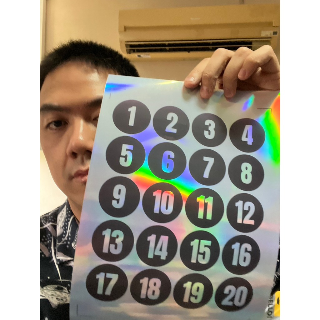 สติกเกอร์เลขโต๊ะโฮโลแกรม ขนาดa4 กันน้ำ รุ่นนี้ไม่ได้ไดคัทให้นะ ออกใบกำกับภาษีได้