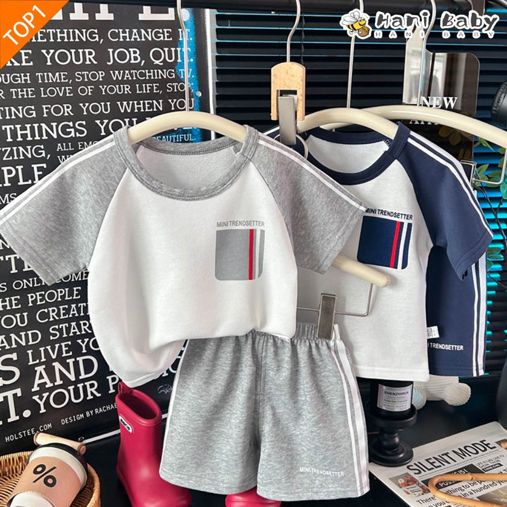 ชุดเสื้อเด็กแขนสั้นขาสั้น ชุดลำลองเด็ก เอวยางยืด ผ้านุ่มใส่สบาย ไซส์80-130