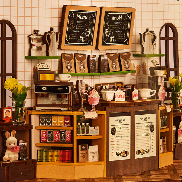 Robotime & Rolife ชุดโมเดลตัวต่อไม้ บ้านตุ๊กตา Holiday Cafe DIY Book Nook Kit TGB15 ราคา ถูกที่สุด ดีลบีเคเค แกลเลอรีภาพที่ 3