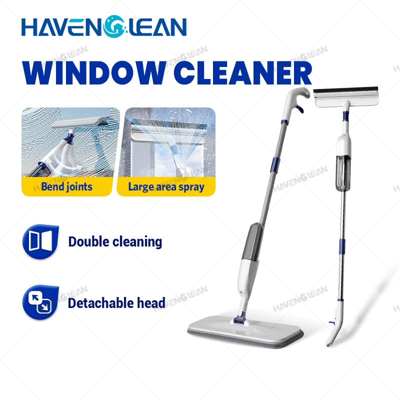 HavenCleanไม้กวาดทําความสะอาดหน้าต่าง พร้อมที่รีดน้ำ แปรงทำความสะอาดกระจก ที่เช็ดกระจกสเปรย์