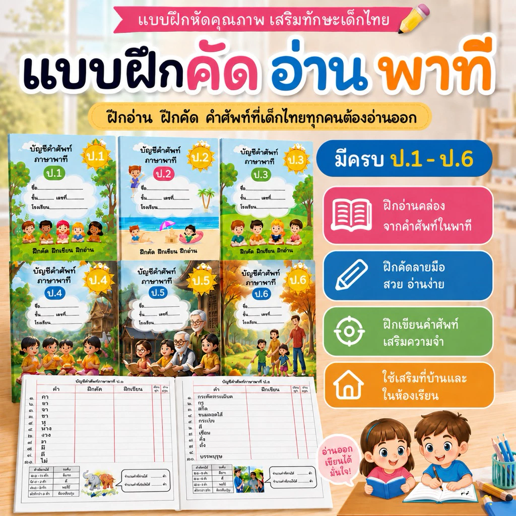แบบฝึกคัด อ่าน คำศัพท์จากเล่มพาที(ภาษาไทย)