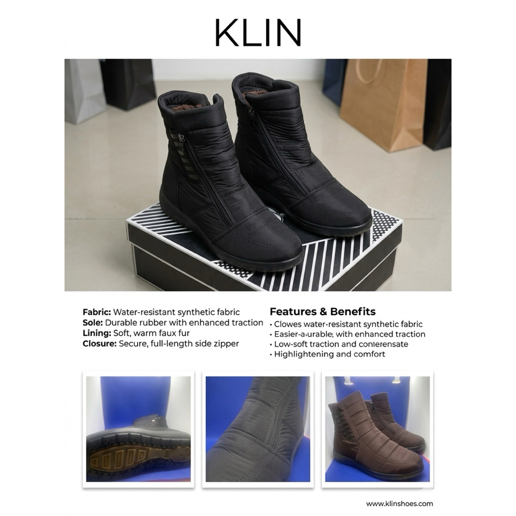 KLIN รองเท้าบู้ทกันน้ำ ลุยหิมะ