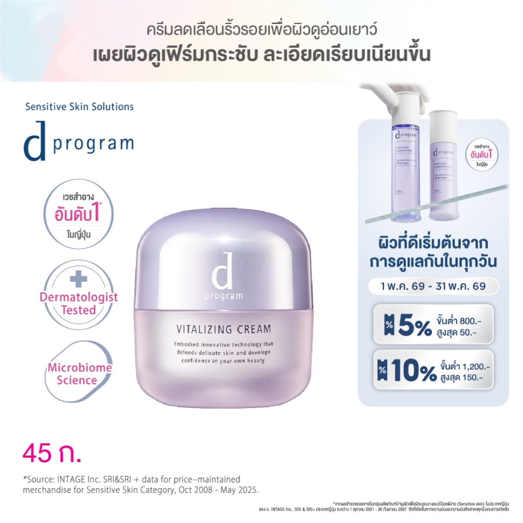d program ดี โปรแกรม ไวทัลไลซ์ซิ่ง ครีม 45 ก.