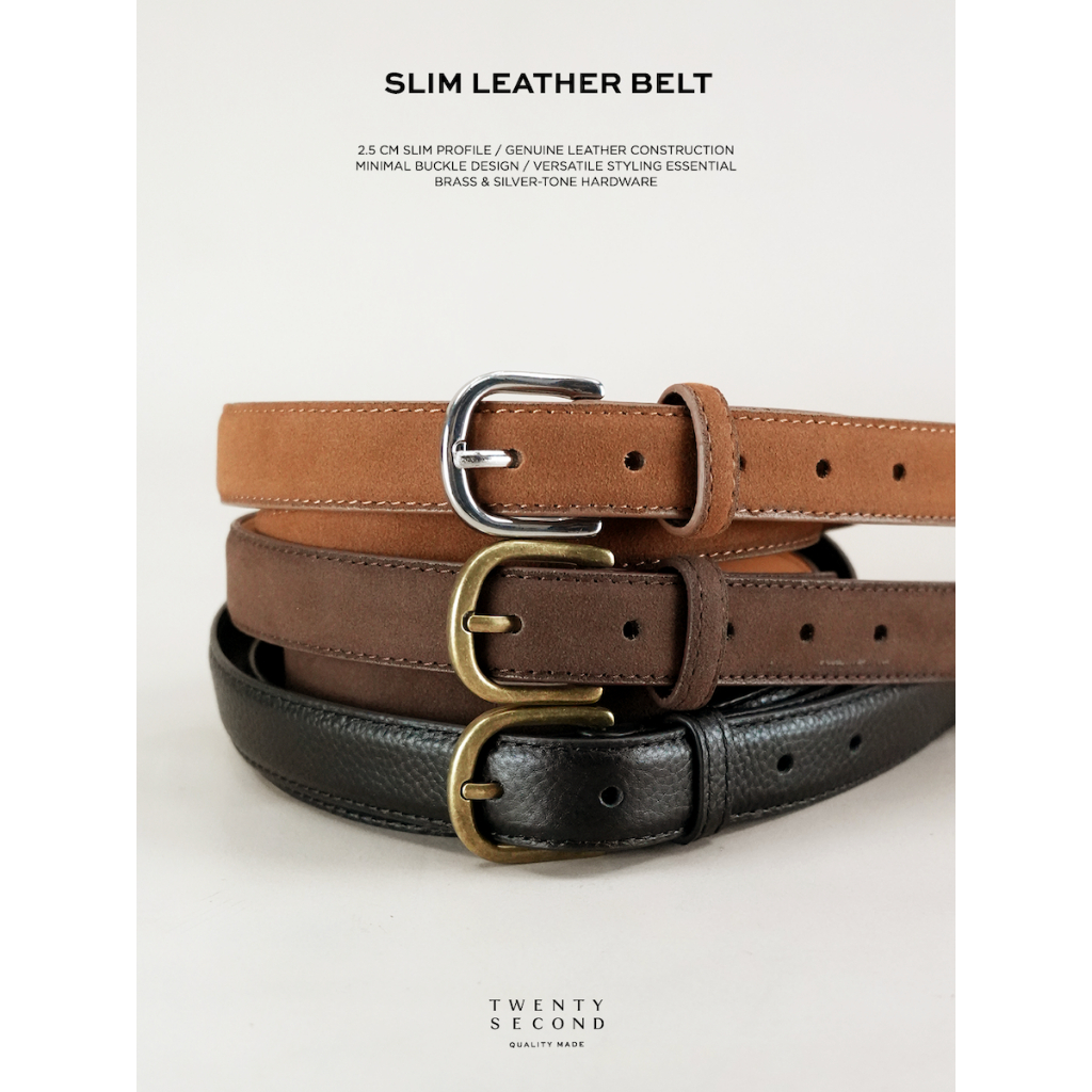 TWENTYSECOND เข็มขัดหนังแท้ รุ่น Slim Leather Belt