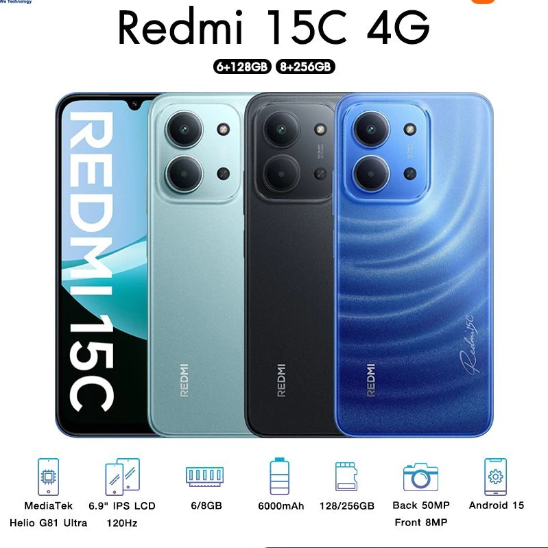 [New พร้อมส่ง] 15C (8/256GB) Redmi 14C(8/256GB) หน้าจอ 6.9 นิ้ว แบตเตอรี่ 6000mAh ประกันร้านค้า