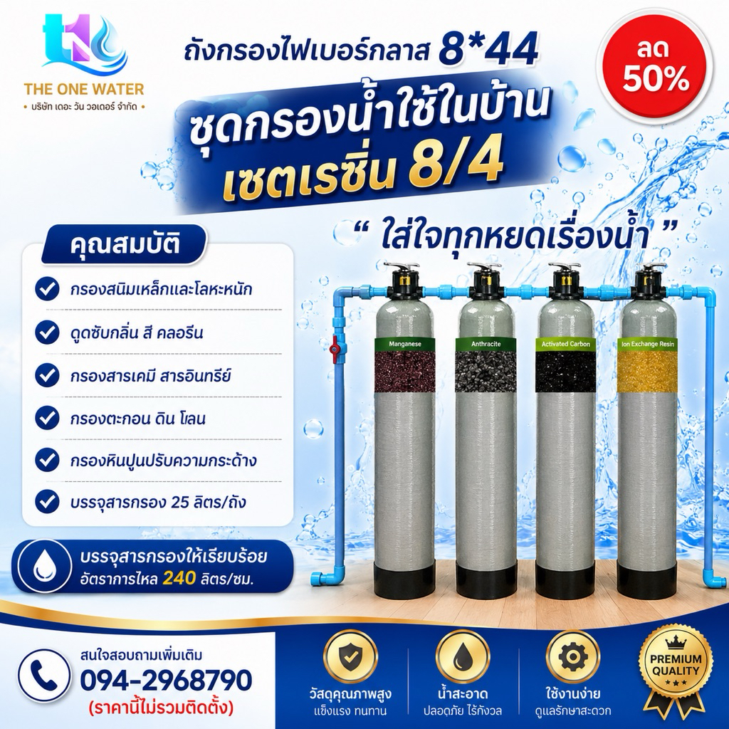 เครื่องกรองไฟเบอร์บรรจุสารกรองเรียบร้อยขนาด 8x44เลือกได้กี่ขั้นตอน