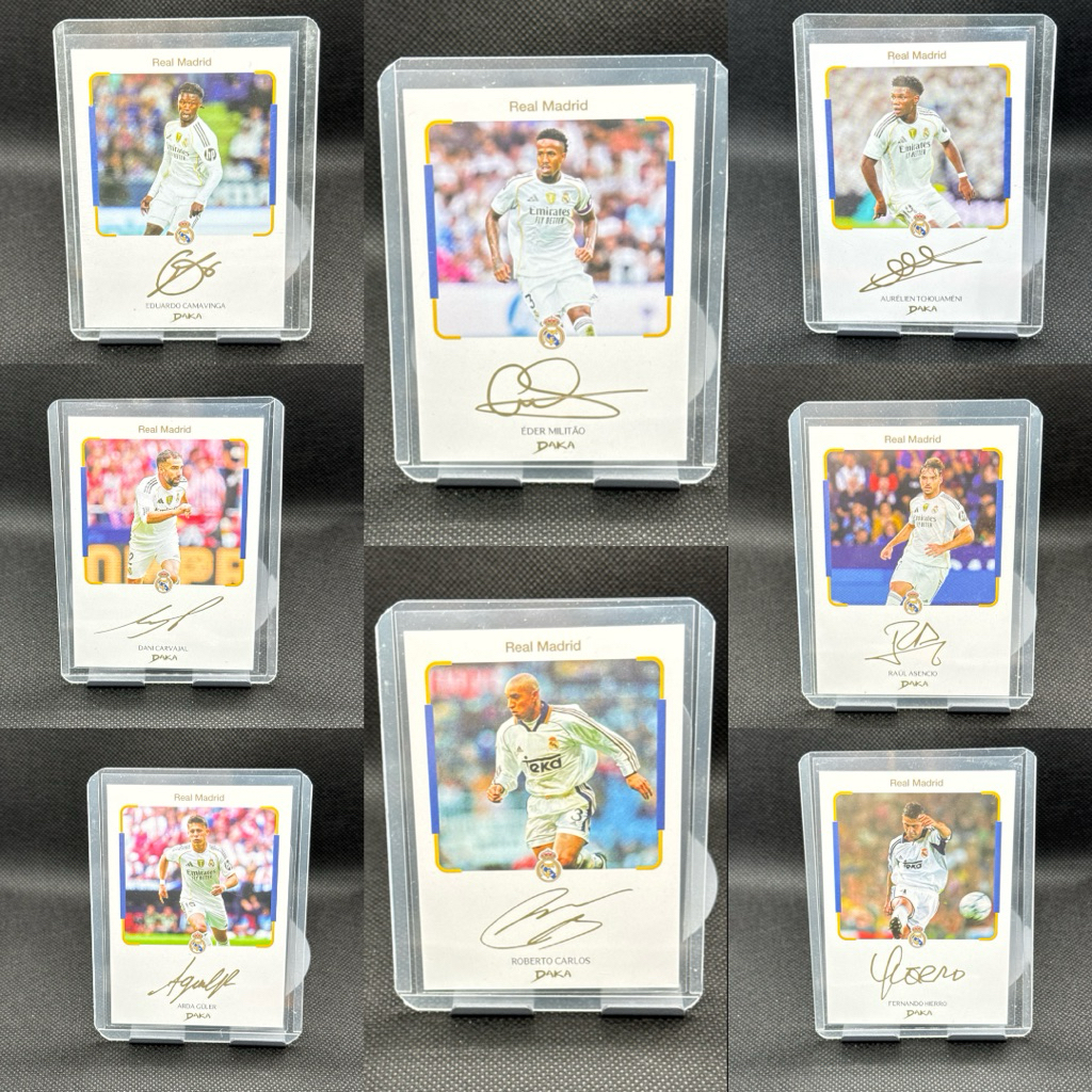 การ์ดสะสมนักฟุตบอลสโมสรรวมลายเซ็น Real Madrid รุ่น Daka ที่มีลายเซ็น ลายเซ็นปริ้น