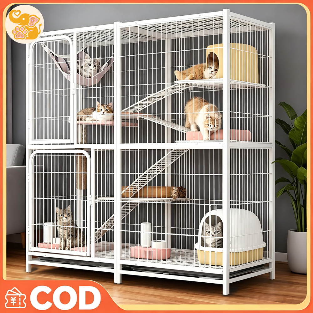 😺กรงขังแมว Cat Cage กรงแมวขนาดใหญ่ 3ชั้น 4ชั้น Pet Cage กรงสัตว์เลี้ยง กรงแมวขนาดใหญ่ กรงกระต่าย พื้นที่ว่างขนาดใหญ่