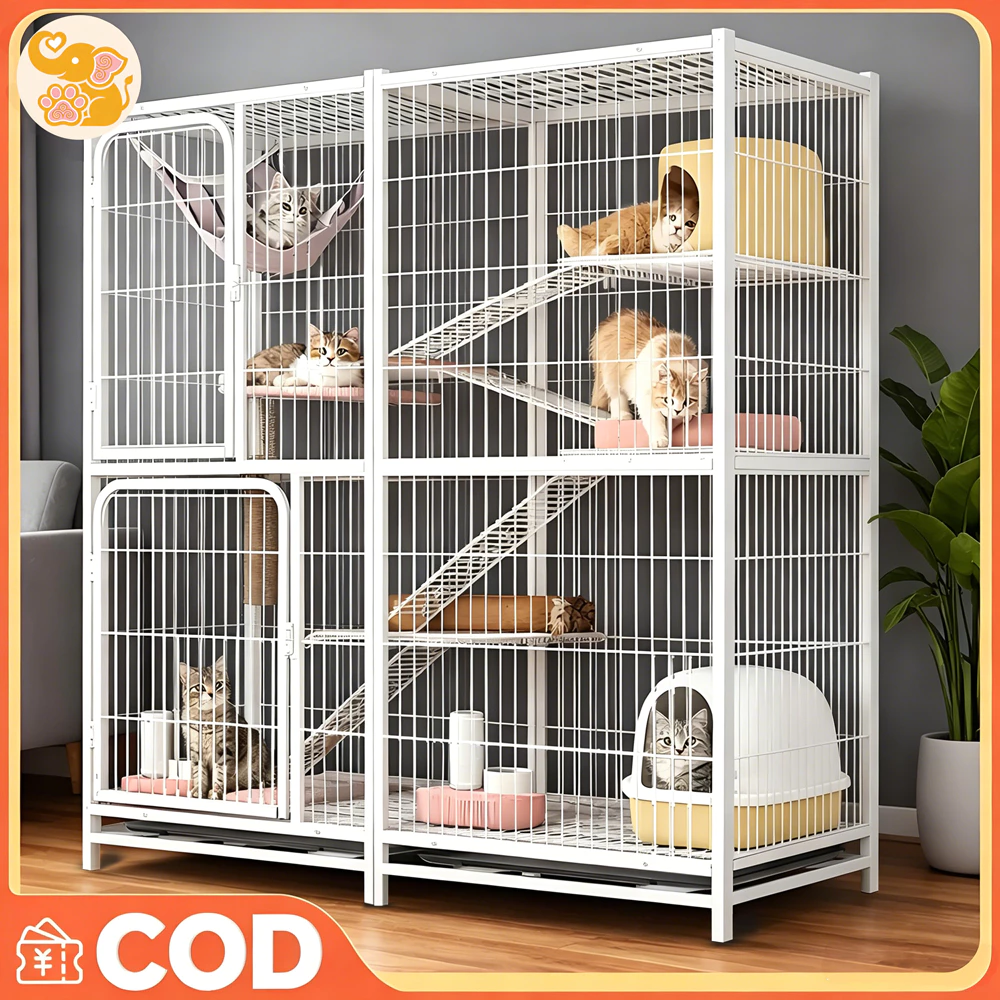 😺กรงขังแมว Cat Cage กรงแมวขนาดใหญ่ 3ชั้น 4ชั้น Pet Cage กรงสัตว์เลี้ยง กรงแมวขนาดใหญ่ กรงกระต่าย พื้นที่ว่างขนาดใหญ่