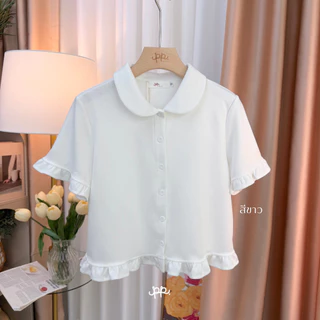 POI เสื้อคอปกผ้ามาร์ชเมลโล่แต่งชาย เสื้อทรงเกาหลี T043E7