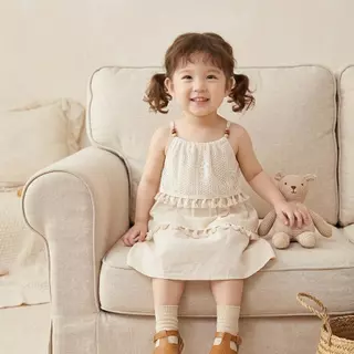 Hania Kids พร้อมส่ง ชุดเด็กผู้หญิง ชุดเดรสกระโปรงสไตล์โบฮีเมียนน่ารักสดใส - K5125773