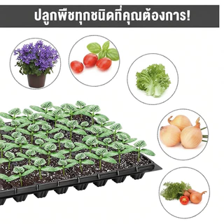 ถาดเพาะกล้า 100PCS 21/50/72/105/128หลุม หนา 1.0 มม. ถาดเพาะเมล็ด ใช้ซ้ำได้