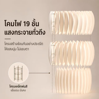 โคมไฟตั้งพื้นทรงหญ้าสไตล์ครีมวอล์LED2โทนแสง3000Kแสงนุ่มละมุนสวิตช์เท้าใช้งานง่ายแต่งห้องรับแขกห้องนอน