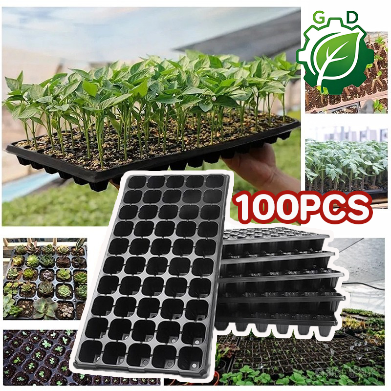 ถาดเพาะกล้า 100PCS 21/50/72/105/128หลุม หนา 1.0 มม. ถาดเพาะเมล็ด ใช้ซ้ำได้