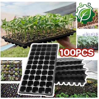 ถาดเพาะกล้า 100PCS 21/50/72/105/128หลุม หนา 1.0 มม. ถาดเพาะเมล็ด ใช้ซ้ำได้