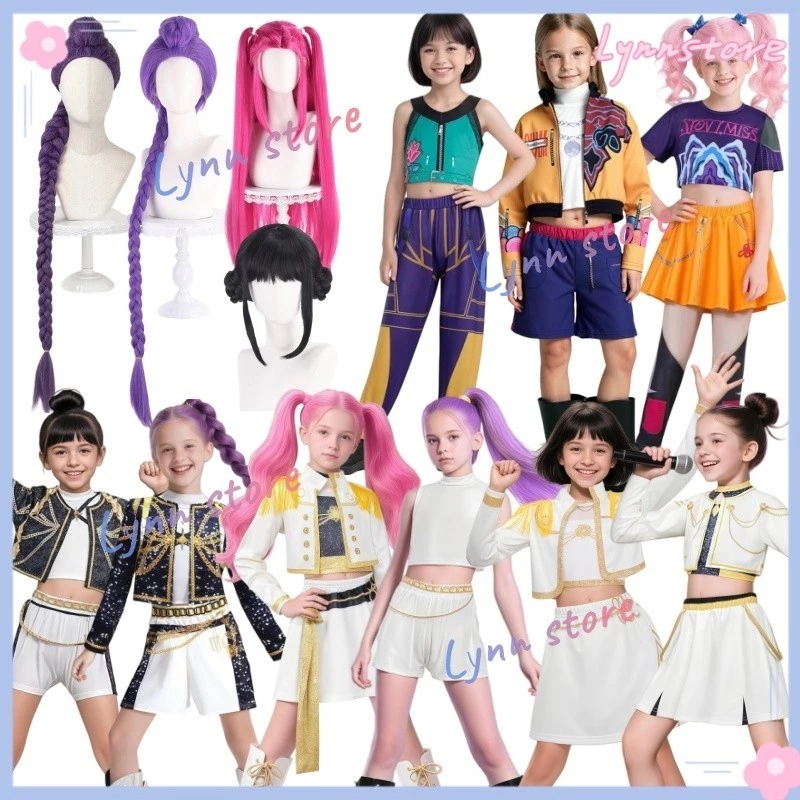 Movie Kpop Demon Hunters Rumi Mira Zoey Cosplay Costume For Kids Girls 3D Printed Korean Stars Stage Singing Costume