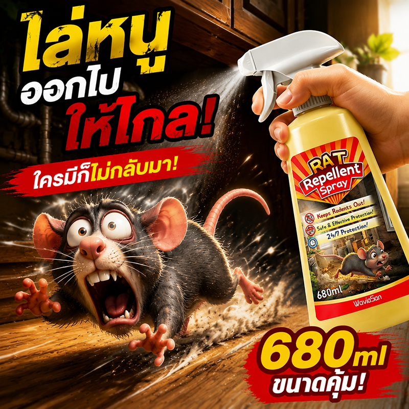 🐭ฉีดแล้วหนูย้ายบ้านหนี🐭 สเปรย์ไล่หนู 680ml ยาไล่หนู น้ำยาไล่หนูในรถยนต์ ยาฉีดหนู สารสกัดจากพืช ปราศจากสารเคมีอันตราย