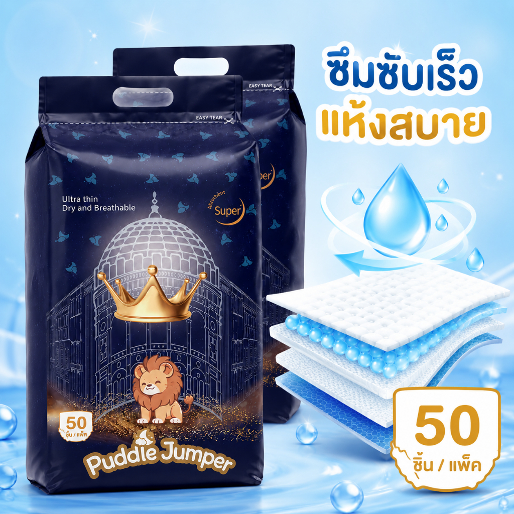 Puddle Jumper ผ้าอ้อมกางเกงเด็ก 100 ชิ้น ขนาด M L XL XXL XXXL สำหรับเด็กชายและเด็กหญิง บางเฉียบ แห้งสบาย ระบายอากาศดี