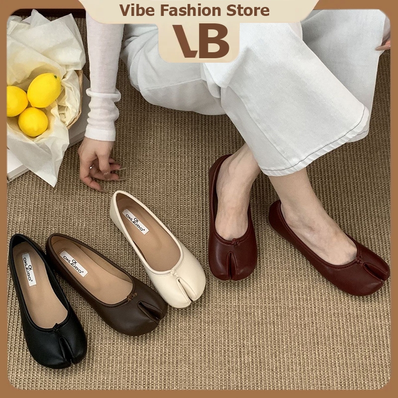 Vibe รองเท้าทรงกีบหมูแบบแยกนิ้วเท้า รองเท้าส้นเตี้ยบัลเล่ต์ - ดีไซน์เก๋ไก๋ เหมาะสำหรับใส่ลำลองและใช้งานได้หลากหลาย