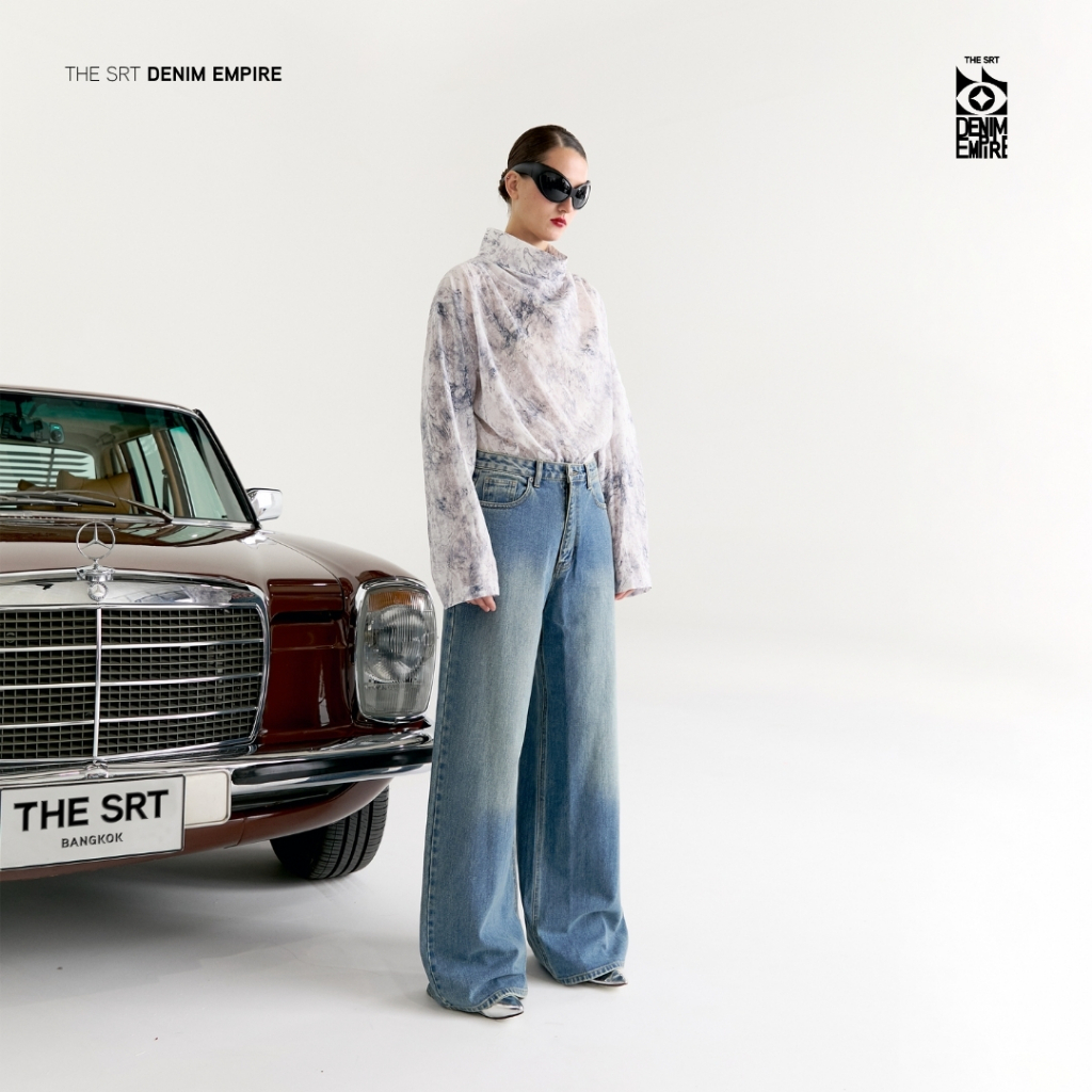 The SRT (TPN334) C1 Straight Empire Jeans กางเกงผ้าเดนิม เอวต่ำ ทรงตรง — صورة 2