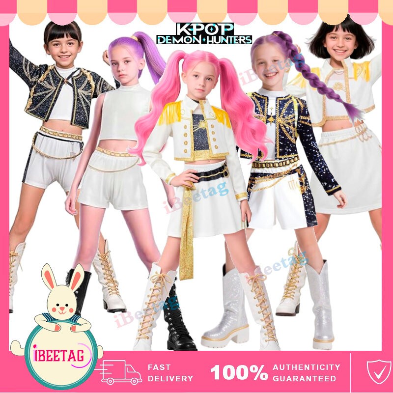 DEMON K-POP สาว Pop Group เครื่องแต่งกายเด็ก RUMI ZOEY MIRA คอสเพลย์เครื่องแบบสาว Pop นักร้องเวทีบทบาทเล่นชุดเด็กวัยหัดเ