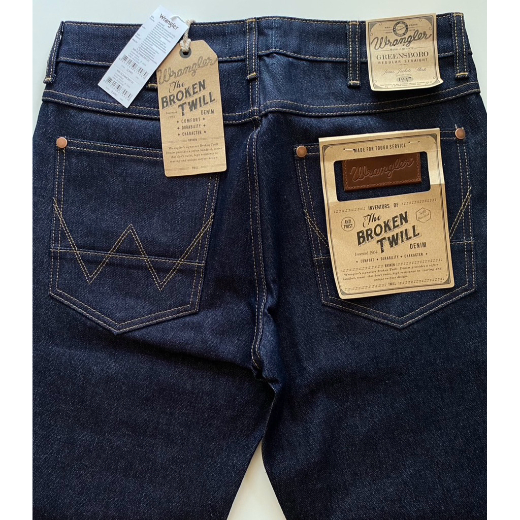 ผ้าดิบสุดฮิตพร้อมส่ง✅ wrangler ยีนส์ชาย ผ้าดิบ(หนังไก่) 14 ออนซ์ ทรง Greensboro เอวกลาง แท้จากช็อป