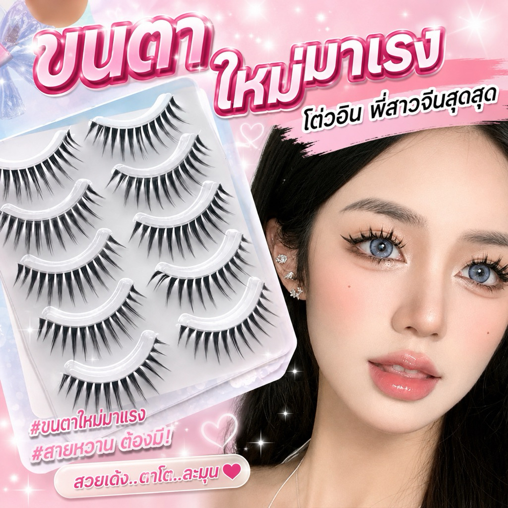 ขนตาใหม่ M116 โต่วอินเมคอัพพี่สาวจีนฝุดๆ 1 กล่องมี 5คู่ คุ้มสุดๆ