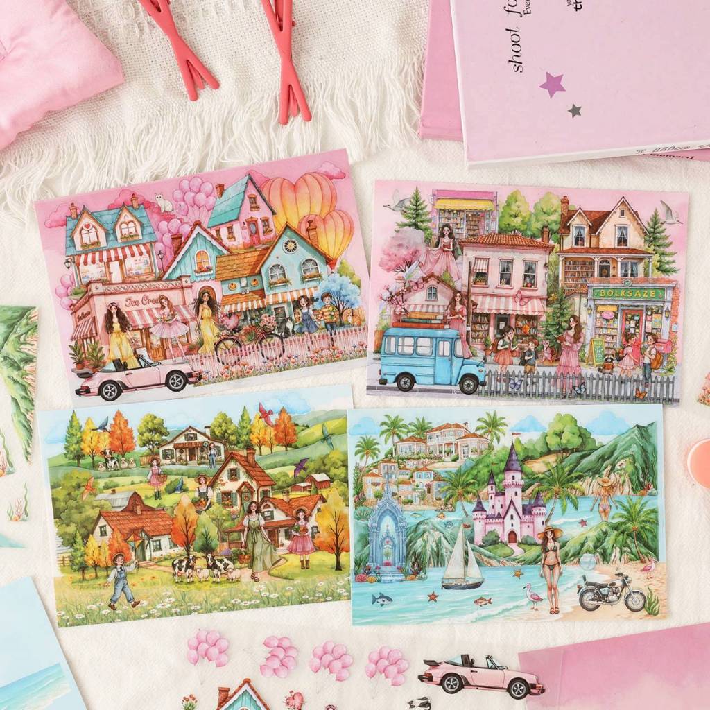 สติ๊กเกอร์ 3D Sticker Scene [ชุด Tea Bag 24.0] DIY ฉากสติ๊กเกอร์ภูมิทัศน์กันน้ำ Journal Scrapbooking