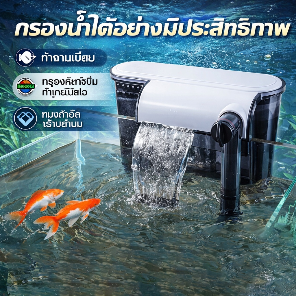 🐟 ออกซิเจนตู้ปลา ปั๊มออกซิเจนกรองตู้ปลา 3-in-1 กรองน้ำหมุนเวียน กรองเงียบ สำหรับตู้ปลาขนาดเล็ก