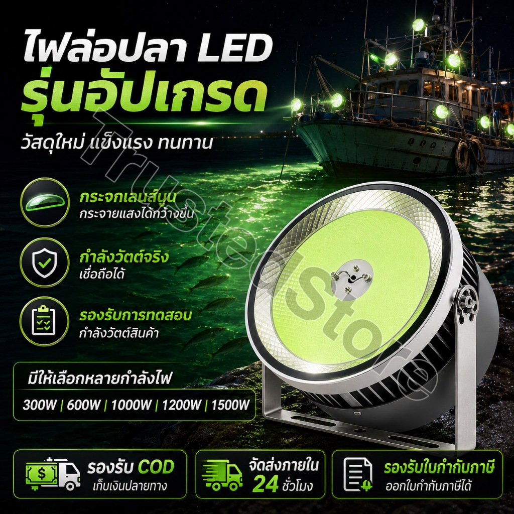 ⚡ ไฟไดร์หมึกพลังจัดเต็ม 1500W LED แสงฟ้าครามคมชัด มองเห็นใต้น้ำชัด ปลอดภัย กันไฟกระชาก พร้อมประกัน 2 ปี ของดีไม่ลองไม่ได
