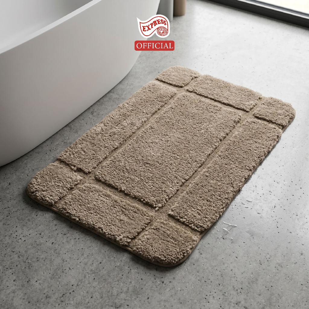 EXPRESS CARPET พรมเช็ดเท้า45x70cm หนานุ่ม16-30mm พร้อมส่ง พรมขนนุ่มสีสวยมีกันลื่น ซักได้ แห้งไว