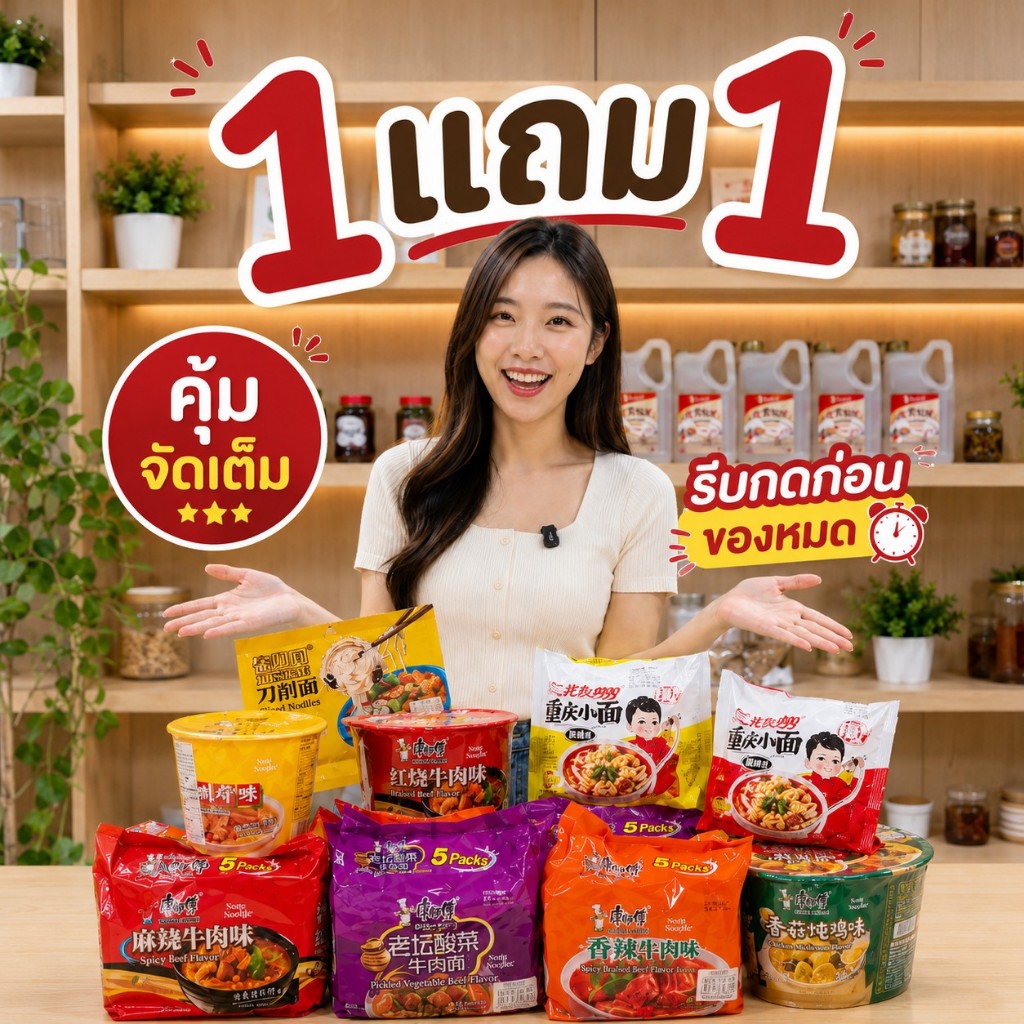 [รวม1แถม1] เส้นมันหม่าล่า มาม่าจีน รสซี่โครงหมู รสไก่ตุ๋น บะหมี่จีน