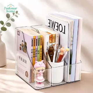 Fudonar กล่องพลาสติกใส ใส่แฟ้มเอกสาร นิตยสาร หนังสือ วางบนโต๊ะทำงาน แนวตั้ง ความจุขนาดใหญ่ ไซด์ A4