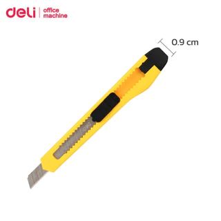 Deli คัตเตอร์พลาสติก คัตเตอร์ ใบมีดคม มีฝาปิดท้าย แข็งแรง ทนทาน ไม่เป็นสนิม เปลี่ยนใบมีดได้ Cutter