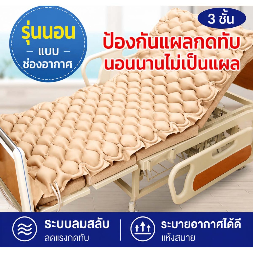 [ปั๊มลมฟรี]รังผึ้ง ที่นอนลม กันความชื้นและกันความร้อนทนสกปรกระบายอากาศป้องกันแผล เตียงลมมาตรฐาน BSI TUV มีอย.
