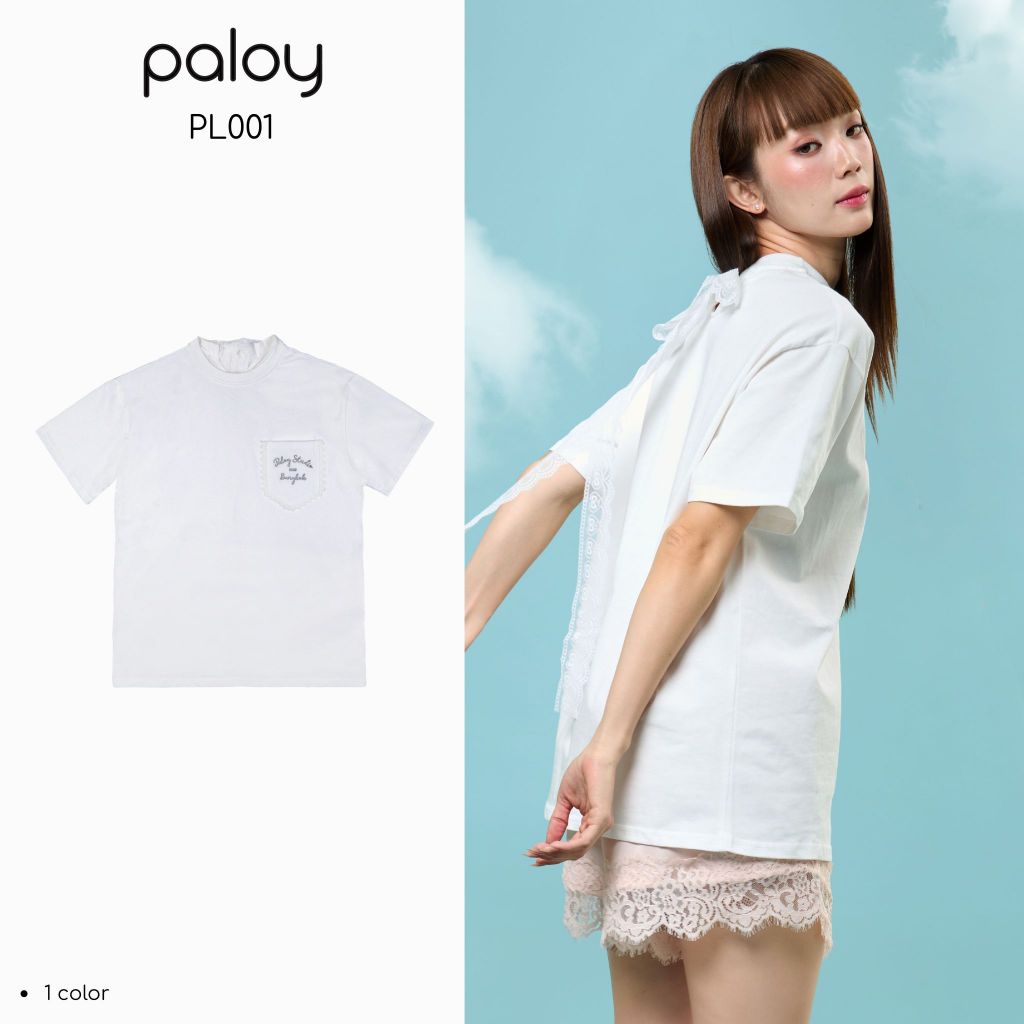 Paloy - PL001 Ribbon Tee เสื้อยืด Oversize กระเป๋าหน้าปัก Paloy studio