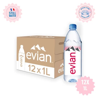 [ช้อป 3,000 ส่งฟรี กทม. และปริมณฑลบางพื้นที่] Evian Natural Mineral Water เอเวียง น้ำแร่ธรรมชาติ 1 ลิตร x 12 ขวด