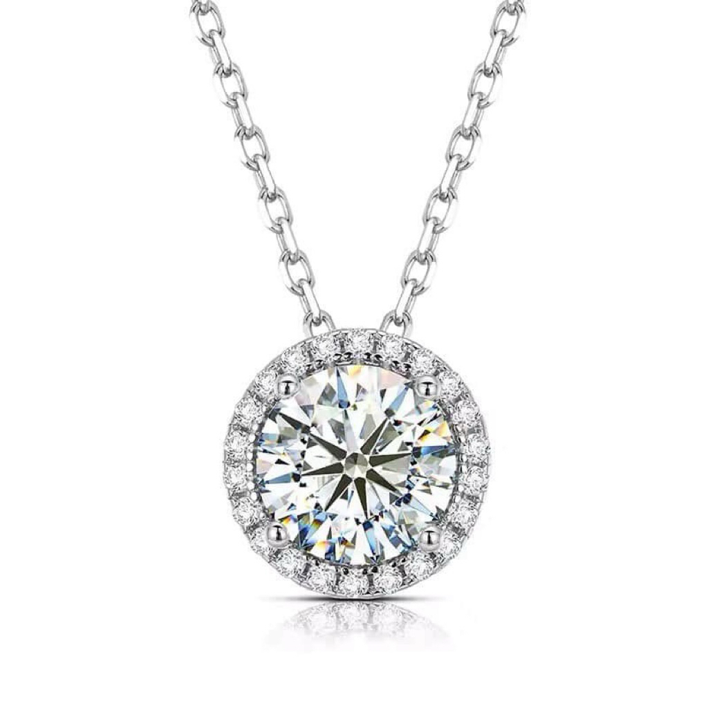 Halo Pendant S925 with VVS Moissanite