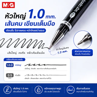 (ถูกสุดใน Shopee) ปากกาเจลแบบปอก 1.0 mm. รุ่น Large Capacity จาก M&G และไส้ปากกา Refill