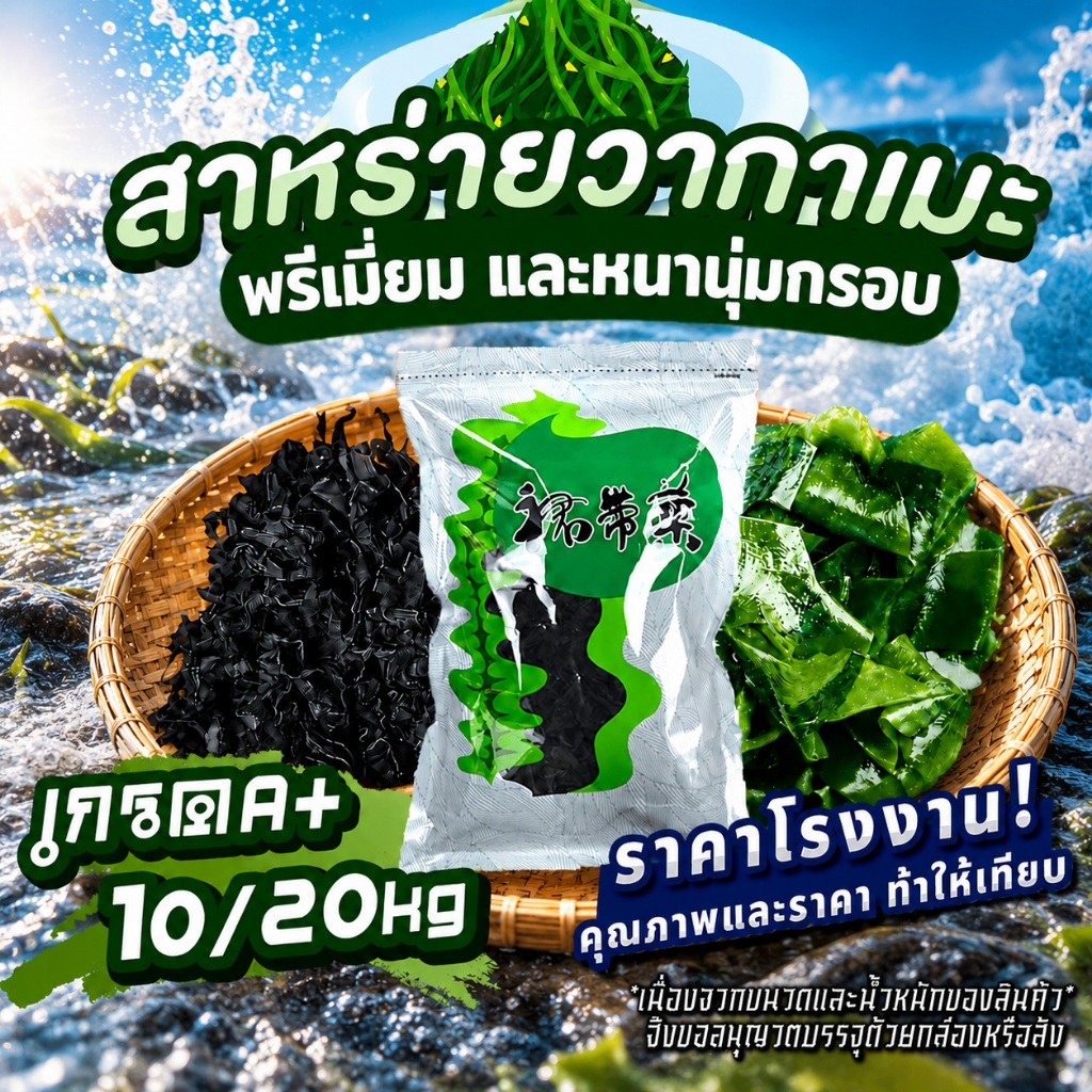 【ยกลัง】สาหร่ายวาการเมะ ต้นฤดูใหม่ เกรดA+ เกรดพรีเมี่ยม 5kg/10kg/20kg คัดพิเศษ คุณภาพดี ราคาโรงงาน 裙带菜 Wakame