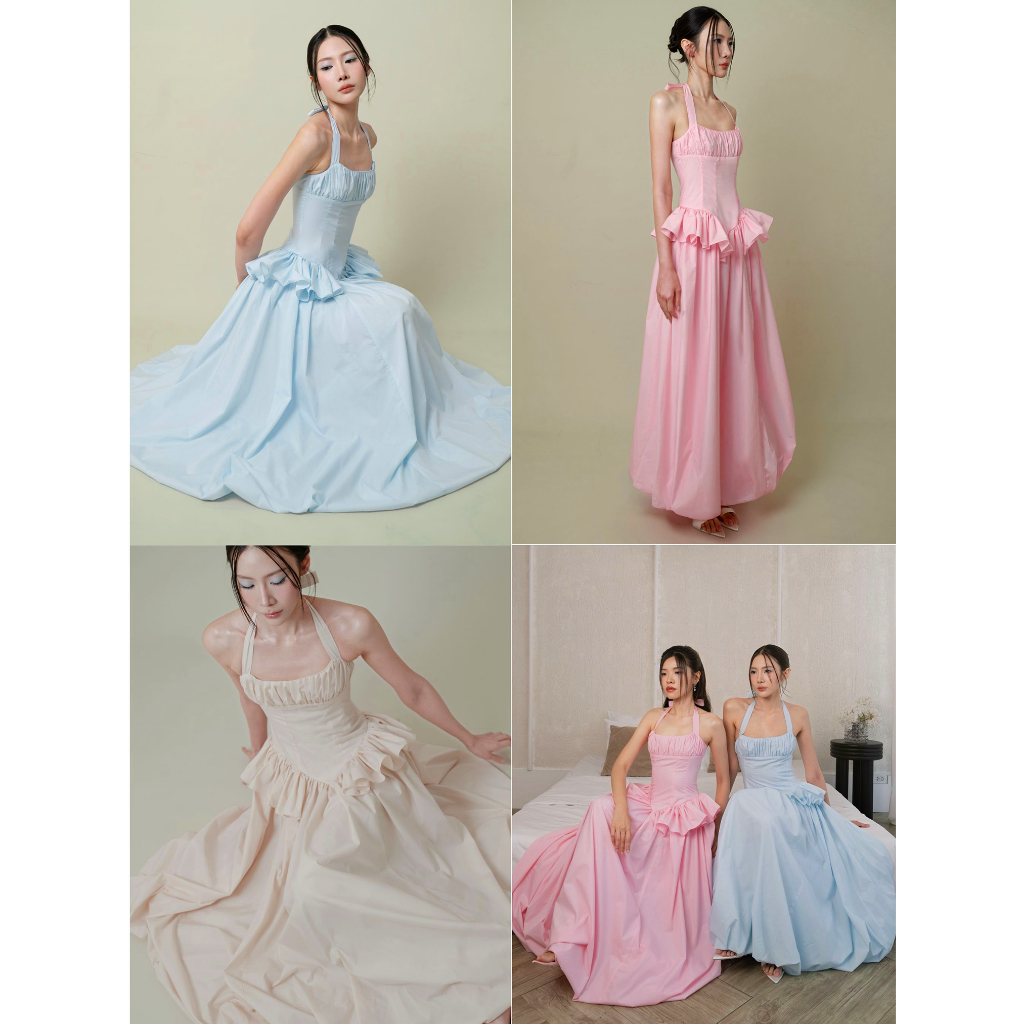 DARAN OFFICIAL - BALLERINA PEPLUM DRESS เดรสออกงาน เดรสสีชมพู เดรสสีฟ้า